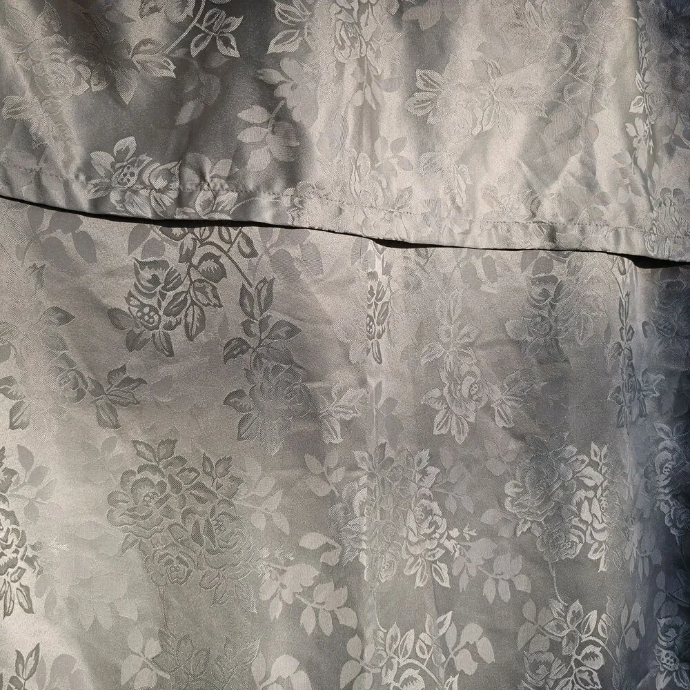 Victorian Style Sage Green Floral Jacquard Damask Curtain Panels & Valance